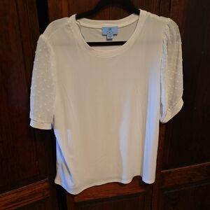 CeCe White Boxy Short Sleeve Tee